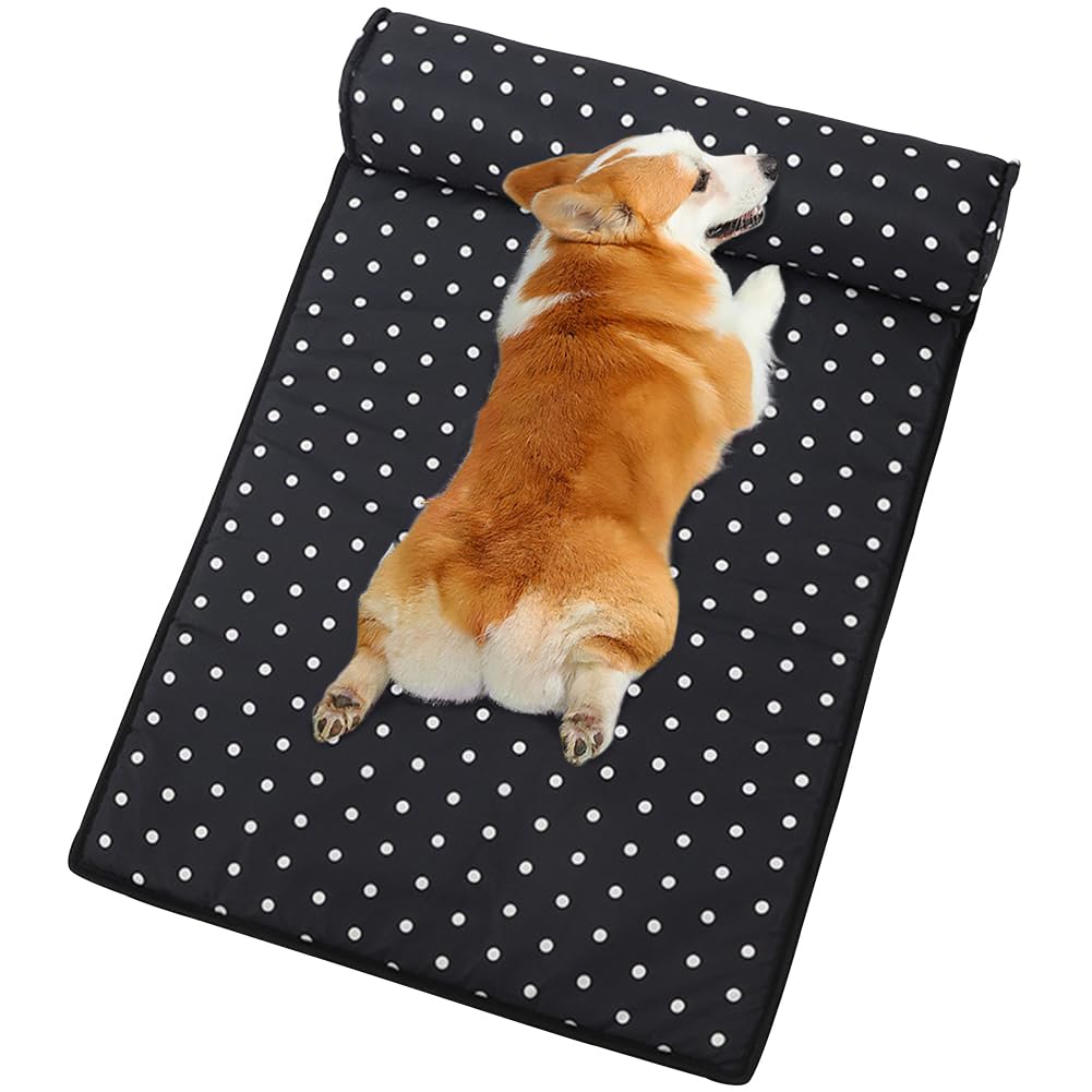 

Подушка BIdason в комплекте Лежанка для питомца Подушка для собаки Прохладная на ощупь Прохладная и удобная Защита от тепла Рисунок в горошек Милая Легко чистить Водонепроницаемая чёрный
