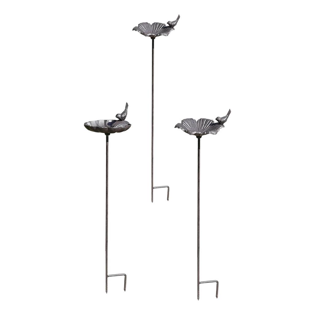 Bird Bath with Stake Iron Outdoor Garden Bird Feeder Bowl for Landscape Lawn Fence Patio Backyard Decor
