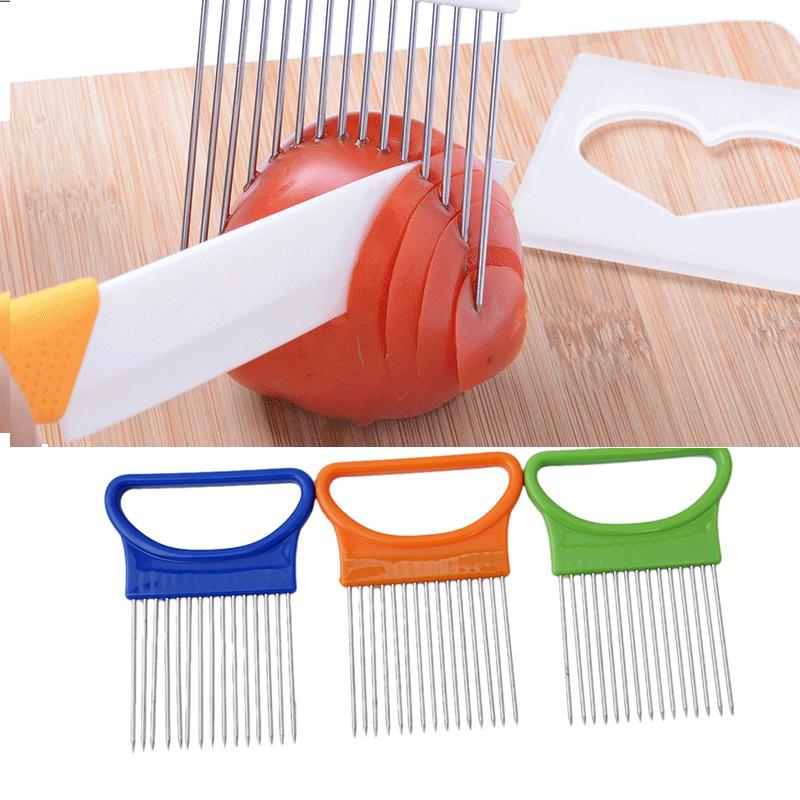 

Кухня приготовления инструмент лук помидоры растительное Slicer резки помощи руководство держатель плоды нарезки резак