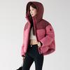 2026 Winter Short Hooded Color Block Padded Cotton Jacket Women Loose Fit Sporty Warm Couple Coat