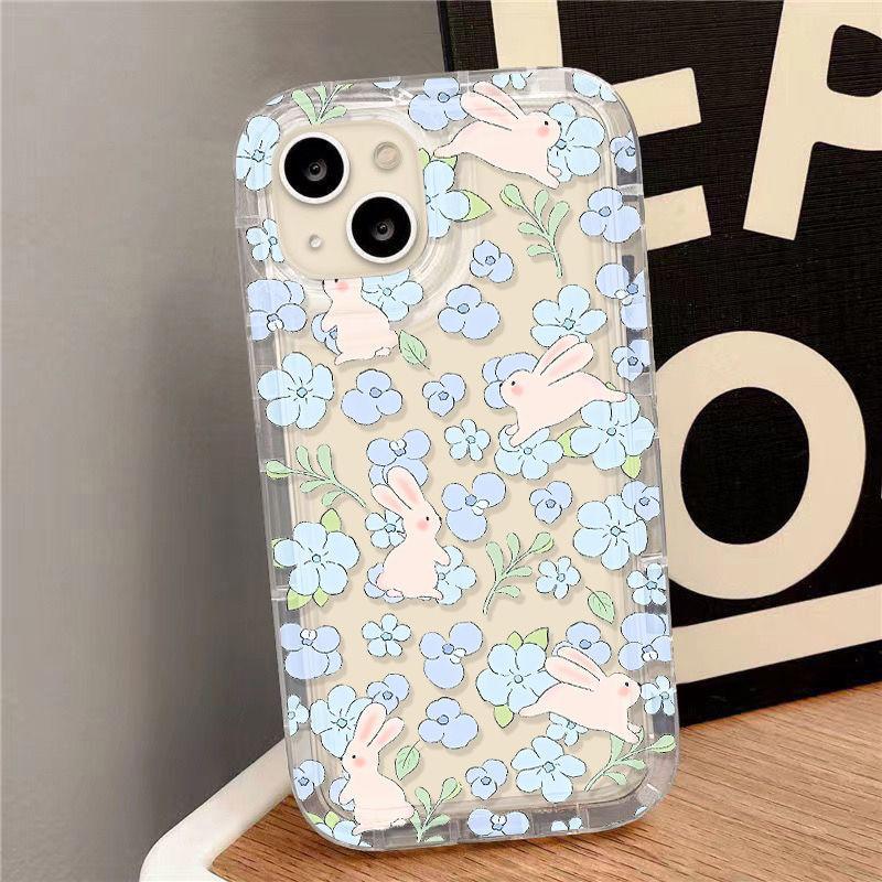 Broken flower rabbit for iPhone17promax mobile phone case Apple 14 fresh 12/13 new 16 airbag 15