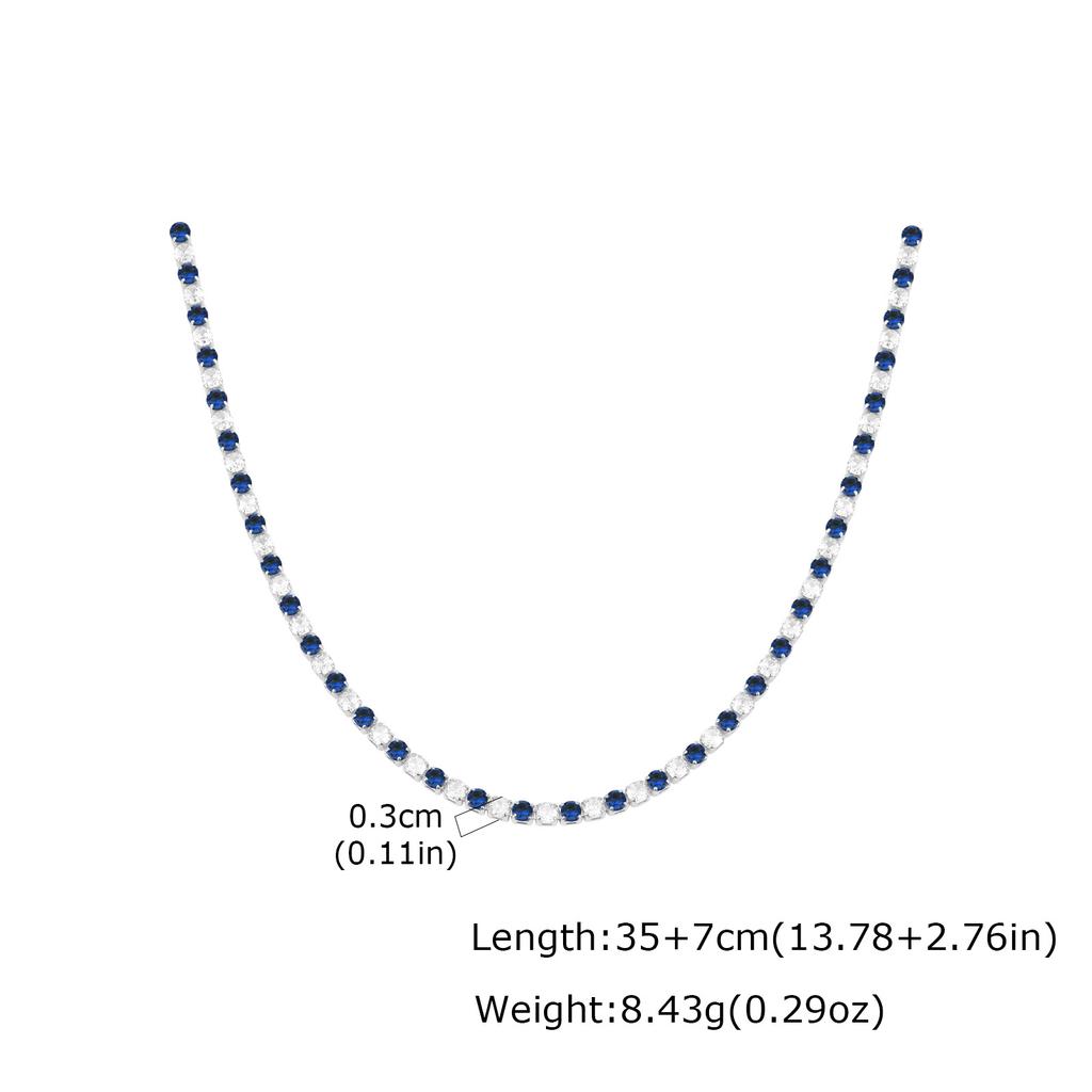 Shiny AAA+ 3mm Colorful Crystal Tennis Chain Necklace Bling Rainbow Cubic Zircon Choker for Women Party Fine Jewelry Gift