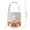 1pcs Kids Halloween Candy Bag Storage Basket Imitation Linen Plaid Fabric Design Portable Decoration Halloween Candy Bag