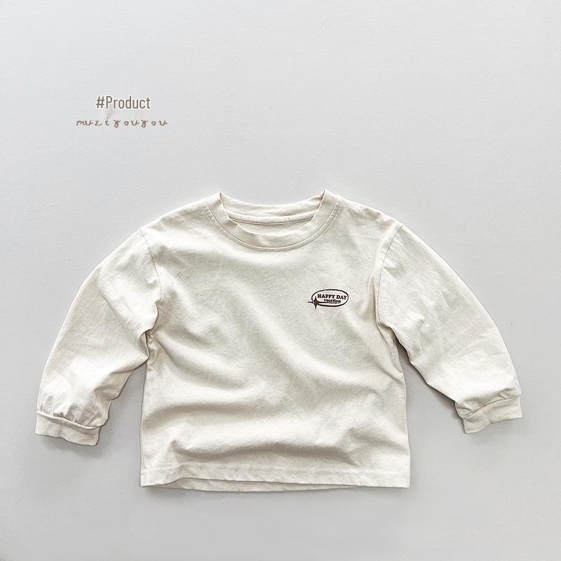 

Корейская льняная футболка с длинным рукавом для весны/осени 2025 - Новая модель детской/подростковой майки для мальчиков и девочек 100 cm