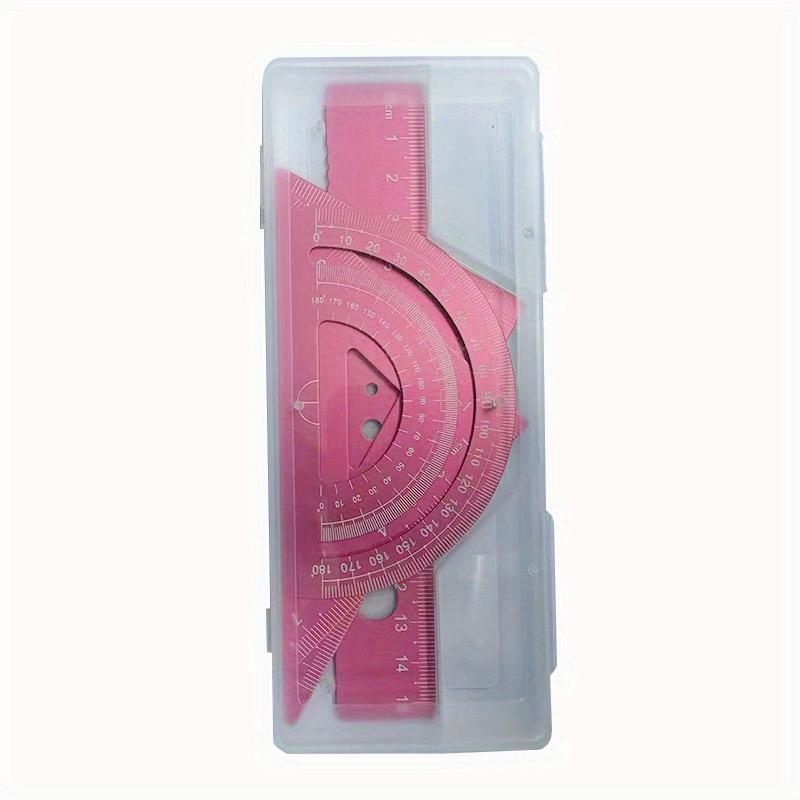 4pcs Customizable Metal Drawing Set with Storage Box, Student Measuring Ruler Kit, Multifunctional Set