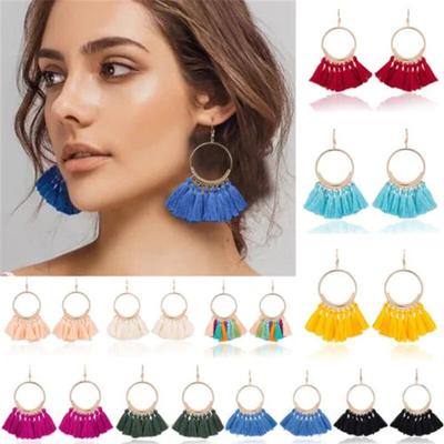 Creative Bohemian Big Circle Tassel Ears for Female 2024 Trend Fashion Jewelry