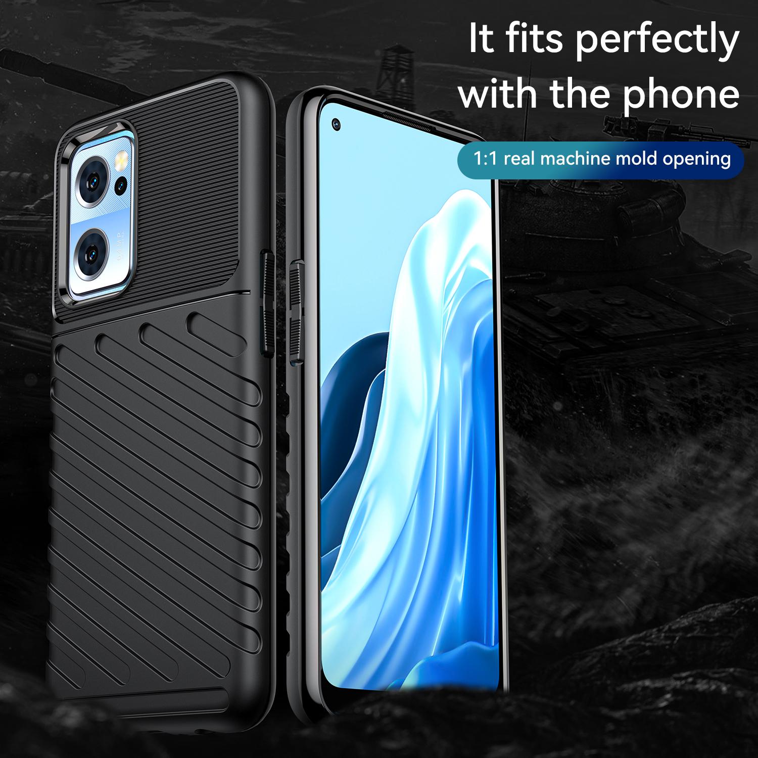 

For OnePlus Nord CE 2 5G Thunder Series Thickened TPU Shock Absorbing Phone Case Twill Texture Protective Cover Black