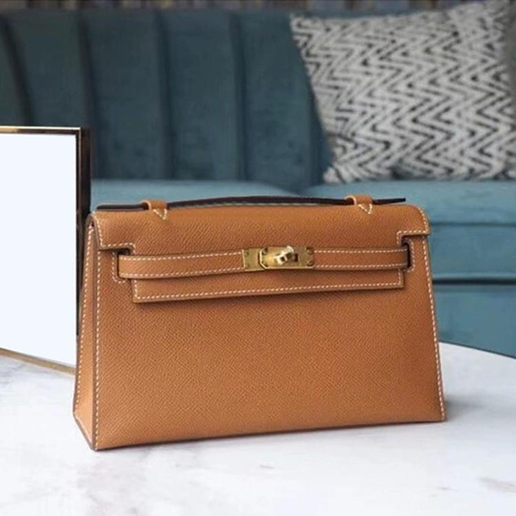 New Kelly bag palm pattern cowhide shoulder portable fashion leather small square bag women