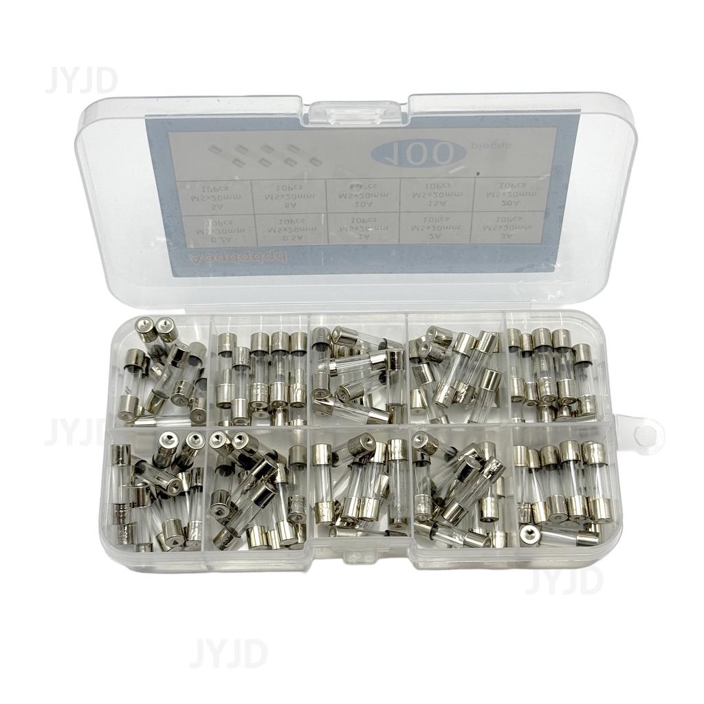 100pcs 5x20mm Glass Ceramic Fuse Assorted Kit 0.2A to 20A with Storage Box for Electronics Circuit Protection