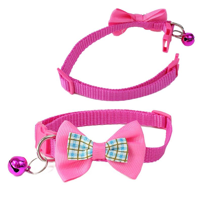 Cute Plaid Bow Tie Pet Collar Adjustable Polyester Dog Cat Necklace Bell Charm Colorful Checkered Design Winter/Spring Summer