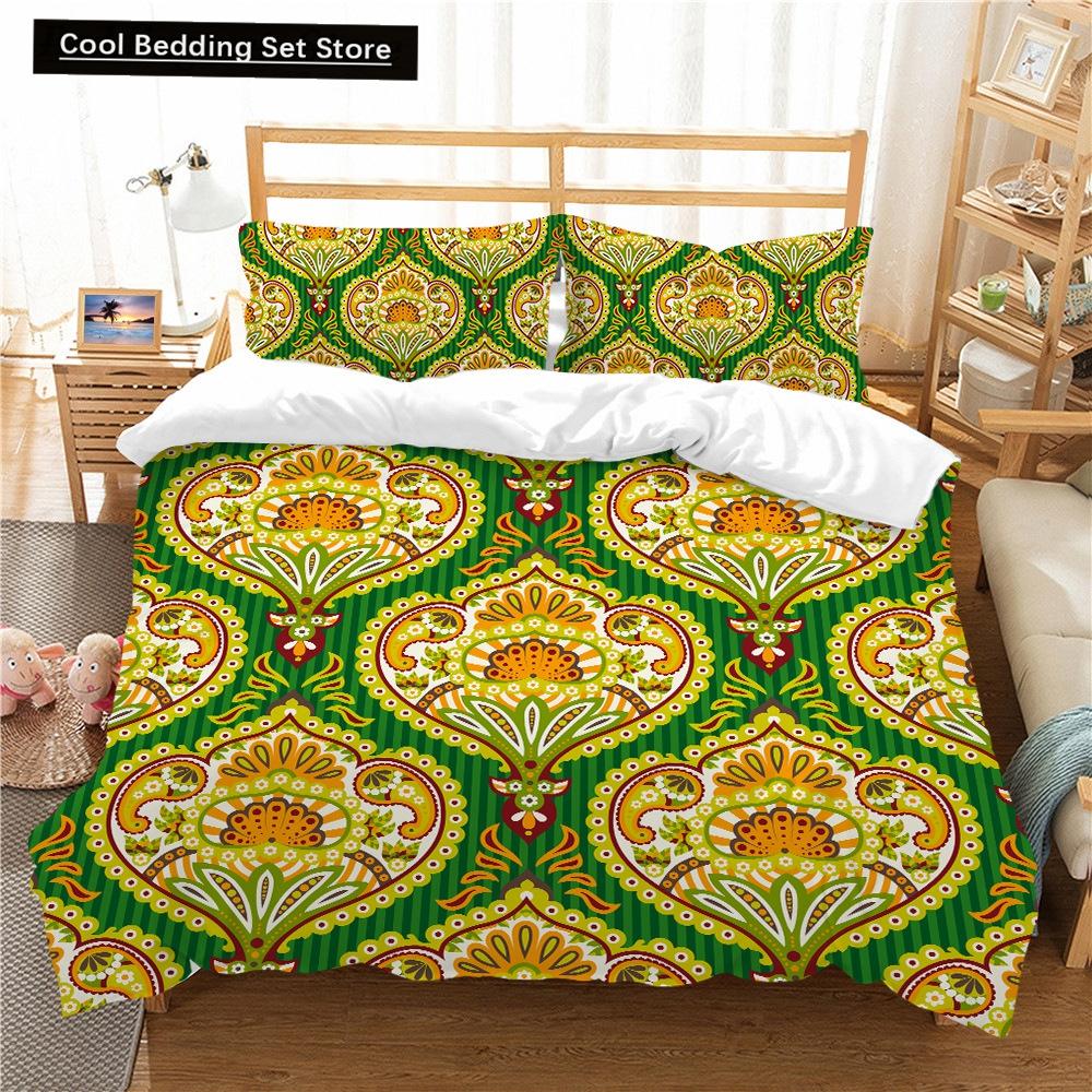 Bohemian Floral King Queen Duvet Cover Boho Mandala Cashew Flowers Bedding Set Exotic Tribe Style 2/3pcs Polyester Quilt Cover