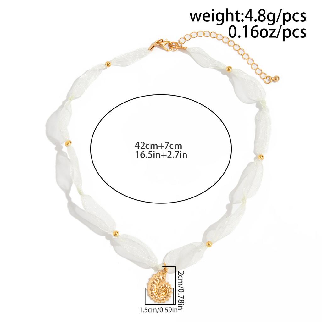 Ocean Style Starfish Scallop Necklace Cute Small Fresh Mesh Yarn Design Collar Chain Necklace