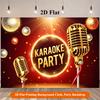 1 kus 2D plochá látková zadní strana pro plakát karaoke party se třpytivým zlatým mikrofonem