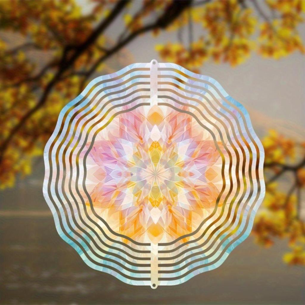 10 Inch Hanging Wind Spinner with Lotus Mandala Design 360 Degree Rotating Hook for Garden Balcony Yard Decor Summer Spring Gift