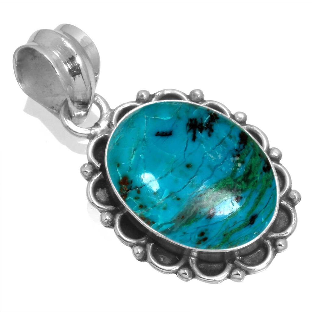 925 Sterling Silver Pendant Women Gemstone Handmade Jewelry Anniversary Gift Amazonite Angelite Blue Opal Botswana Agate Mohave Azurite Chrysocolla