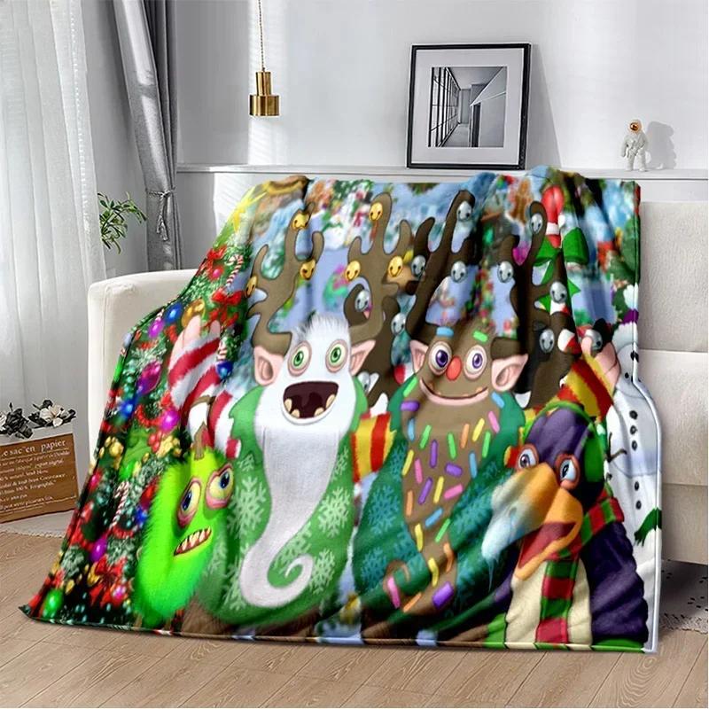 My Singing Monsters videospill tegneserie Mykt plysjteppe,flanellteppe Dyneteppe for stue soverom Sengsofa Piknik