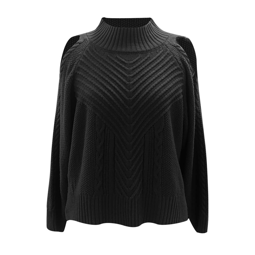 Ladies Fashion Sweater Solid Color Off Shoulder Oversize Loose Sweater