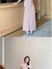 2026 Elegant Slimming French Rainbow Stripe Long Dress