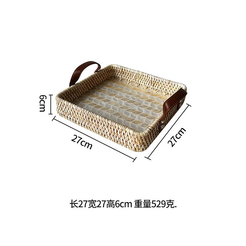 

Handmade rattan, shell color, storage, home living room, light luxury, picnic fruit basket, candy restaurant, ear tray