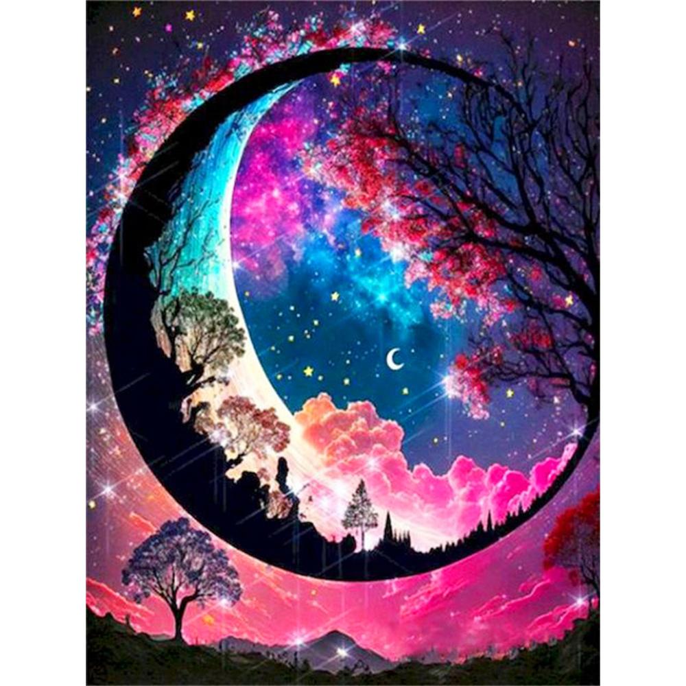 5D Diy Diamond Painting Fantasy Moon Tree Landscape Full Drill Rhinestones Mosaic Embroidery Handmade Products Home Decor Gift