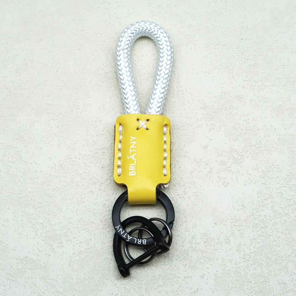 Handmade Genuine Leather Horse Keychain with Anti-Lost Lanyard and Woven Rope.