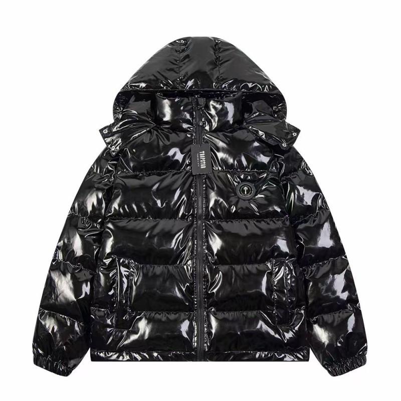 Trapstar PU Cotton Blend Detachable Hooded Puffer Jacket Unisex High Street Winter Coat