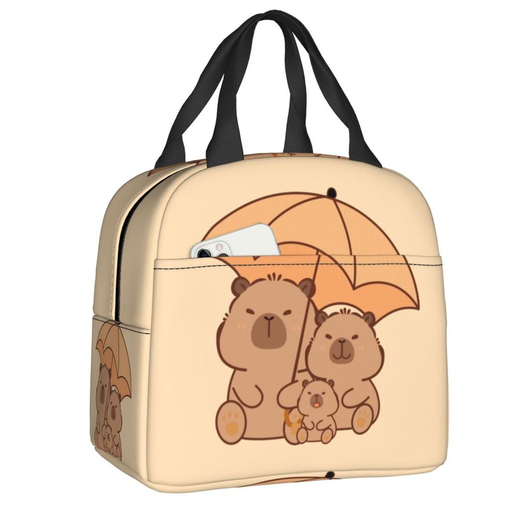 Custom Chilling Capybara Insulated Lunch Bag for Women Portable Cooler Thermal Lunch Box Kids School Children