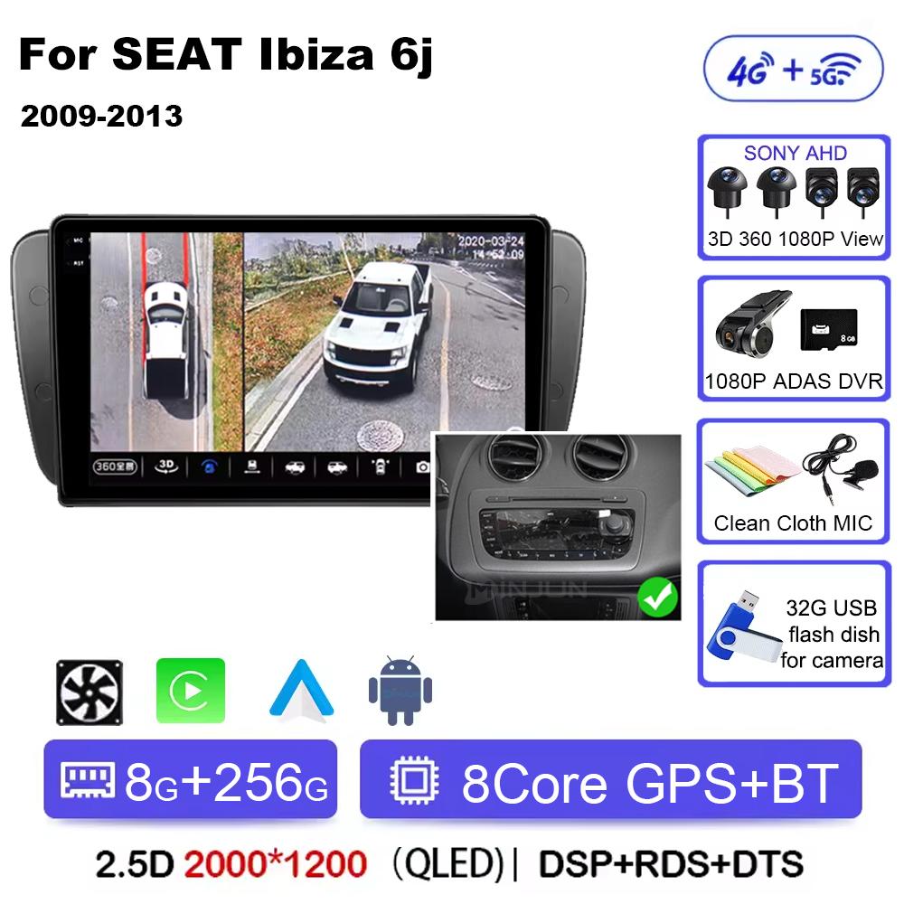 9 Inch Android 14 Qualcom Car Multimedia Player For SEAT Ibiza 6j 2009 2010 2011 2012 2013 Wireless Carplay Android Auto 4G