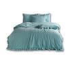 Bedding Set 220x200 100% CREASTED COTTON with Ruffles Mineral Blue