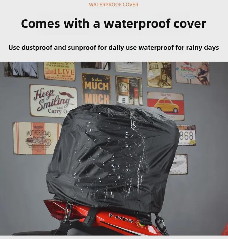 Motocyklový multifunkční pevný skořepinový ocasní vak a LED batoh na helmu