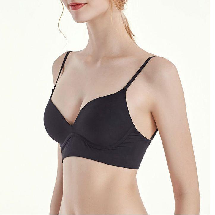 

Big halter U-shaped beautiful back seamless underwear women s small breasts gather anti-sagging ultra-thin steel ring sexy bra S code (70ABC)