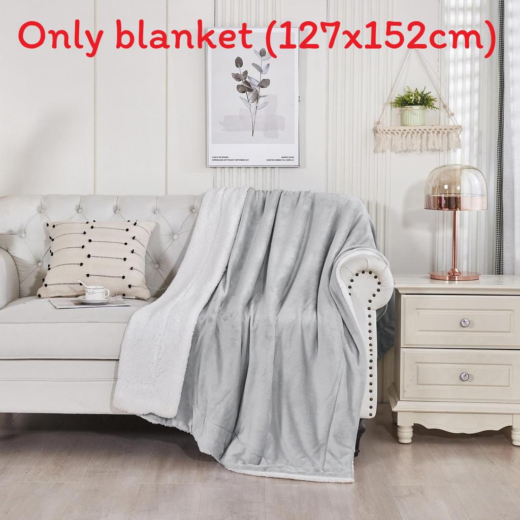 Soft Polyester Sherpa Bed Blanket For Winter Cozy Couch And Travel Comfort