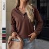 Yiyi 2025 Autumn/Winter Patchwork Hoodie - Casual Buttoned Pullover Sweatshirt