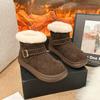 Women's Thick Bottom Winter Belt Buckle Fur One Foot Stirrup Lightweight Warm Anti Cold Padded Snow Boots Non-slip Wear Casual Sneakers Cotton Boots