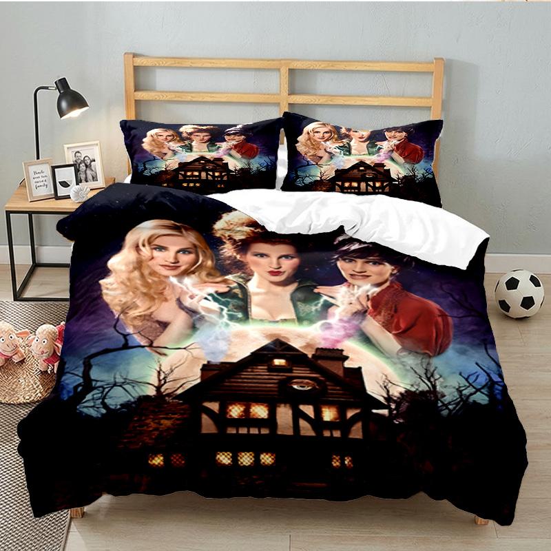 Hocus Halloween Night 3pcs Bedding Set,Including 1pc Duvet Cover And 2pcs Pillowcases Perfect Gift for Christmas,Ideal for Bedroom, Dormitory