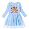 Korean Style Girls' Princess Dress with Rainbow Sequins, Mesh Pleats, and Stars - Short and Long Sleeve Options for Spring, Summer, and Autumn.