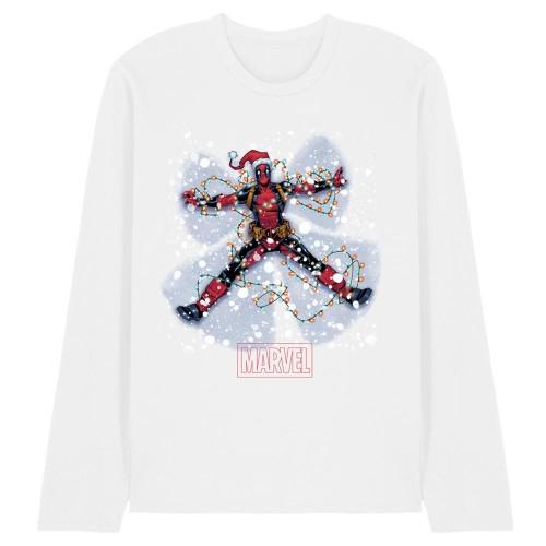 Deadpool Unisex Adult Snow Angels Long-Sleeved Christmas T-Shirt