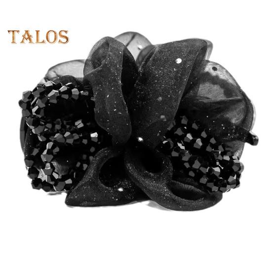 

Заколка для волос в форме цветка с сетчатыми блестками, легкая металлическая пружина, сверкающий дизайн, заколка для волос, аксессуары для волос чёрный
