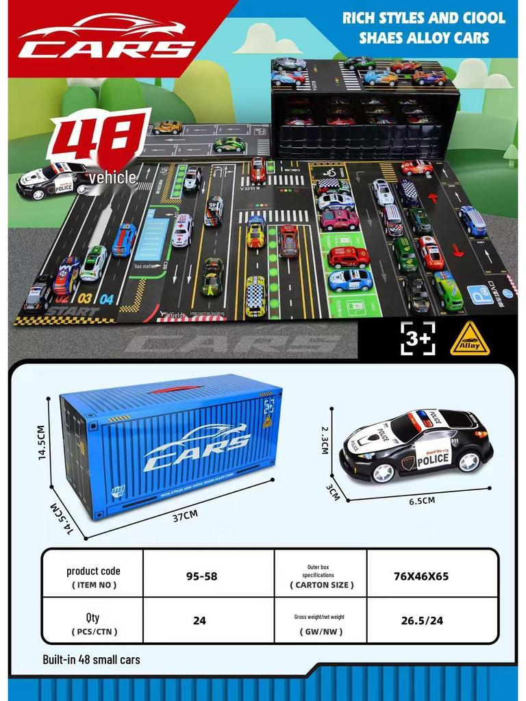 48 Mini Pull-Back Car Set for Kids - Gift Box of Inertia Toy Cars for Boys