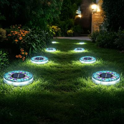 Solar Ground Light Outdoor Flat Solar Powered Disc Light IP68 Waterproof Pathway Light for Garden Yard Lawn Walkway Driveway Landscape Lighting