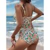 Sommerlicher Blumendruck Sexy Einteiler Badeanzüge Damen Bademode Hochgeschnitten Bikini Bademode Badeanzug zum Schnüren Strandbekleidung