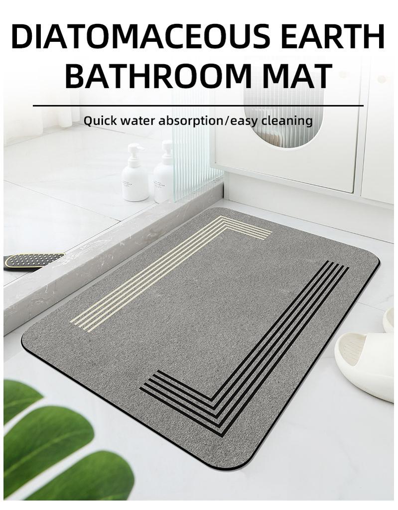Non-slip Diatomite Bathroom Mat, Super Absorbent, Quick-drying, Soft Shower Mat, Machine Washable, Suitable for Bathrooms and Be
