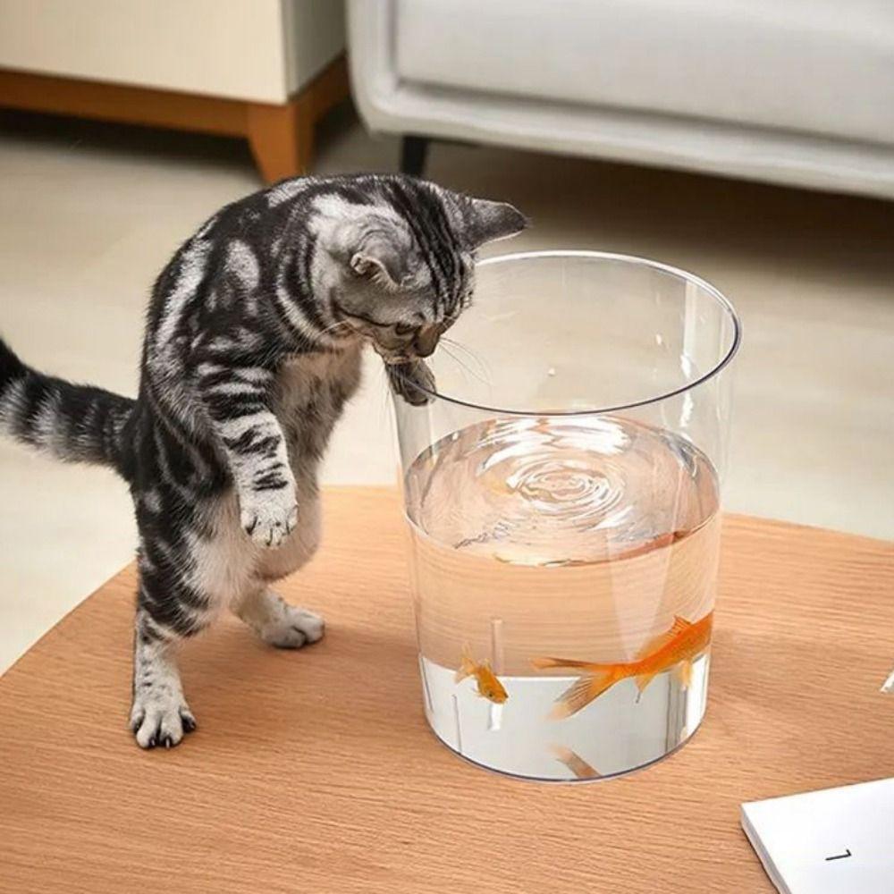 Transparent Desktop Fish Tank Anti-falling Fish Breeding Tanks Round Goldfish Tank  Home