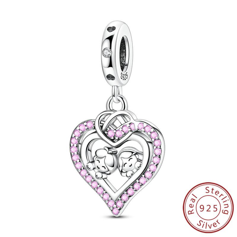 New Original Copper Charms Bead Luminous Rose Cat Planet Star Moon Pendant Fit Women Bracelet Necklace Jewelry Gift