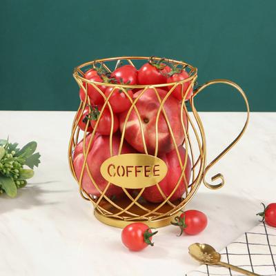 Cesta de frutas Design esculpido oco Grande capacidade Ferro forjado Suporte de armazenamento de vegetais grossos para casa