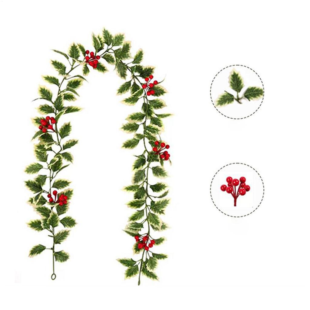Garland Christmas Decorations Faux Red Berries Wreath With Red Berries Christmas Vines Decoration For Fireplace Living Room