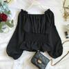 One Shoulder Off Shoulder Chiffon Shirt for Women In Spring and Autumn Women's Waist Cinched Ruffle Edge Shirt