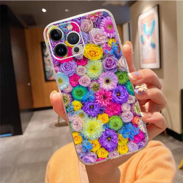 

Чехол для телефона Iphone 14 Pro Max 13 12 11 Pro Max Xs Xr X 12mini 7 8 Plus Se Flower Rose Daisy Peony Case Funda iPhone 12mini