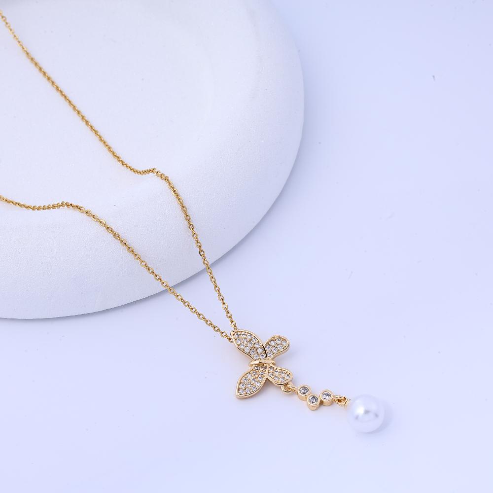 Butterfly Necklace Women's Copper Zirconium Micro Inlaid Zircon Collarbone Chain Fashionable and Simple Temperament Necklace Wom