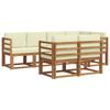 Outdoor Sofa Set with Cushions 7 Pcs Natural and Cream